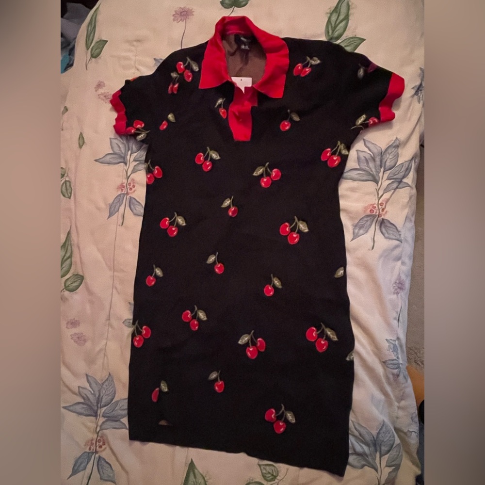 Cherry Print Sweater Dress NWT